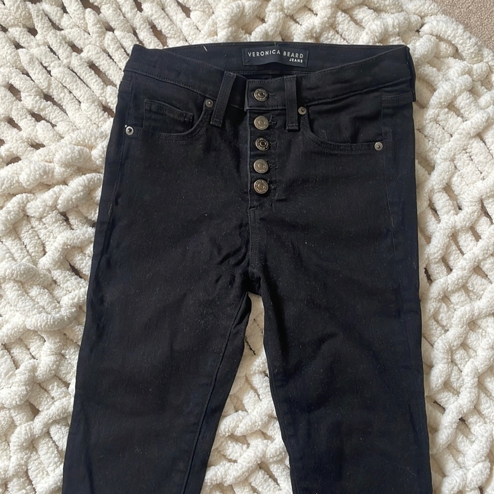 Veronica Beard Debbie silver button jeans